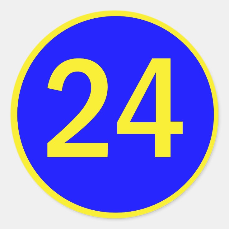 number 24 in a circle classic round sticker | Zazzle