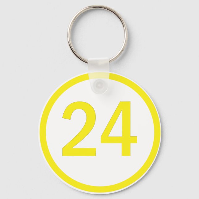 Number 24 in a circle keychain (Front)