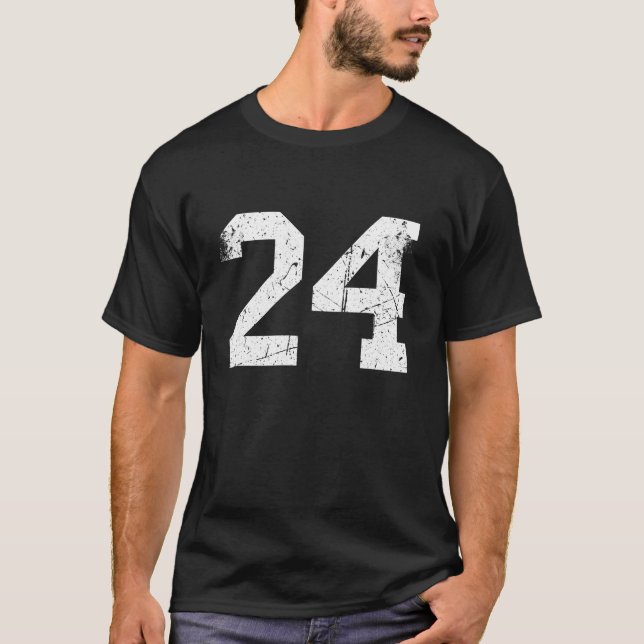 Number 24 Sports Jersey Lucky Number Retro Vintage T-Shirt (Front)