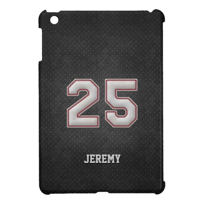 Number 25 Baseball Stitches with Black Metal Look Cover For The iPad Mini