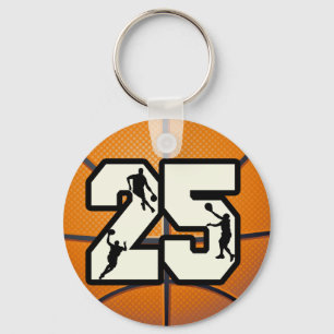 Number 25 Basketball and Players Keychain