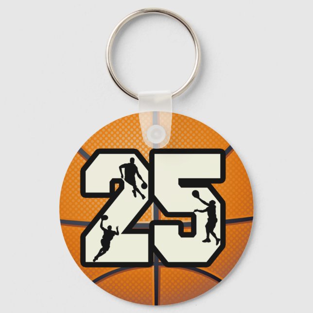Number 25 Basketball and Players Keychain (Front)