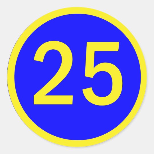 number 25 in a circle classic round sticker | Zazzle.com
