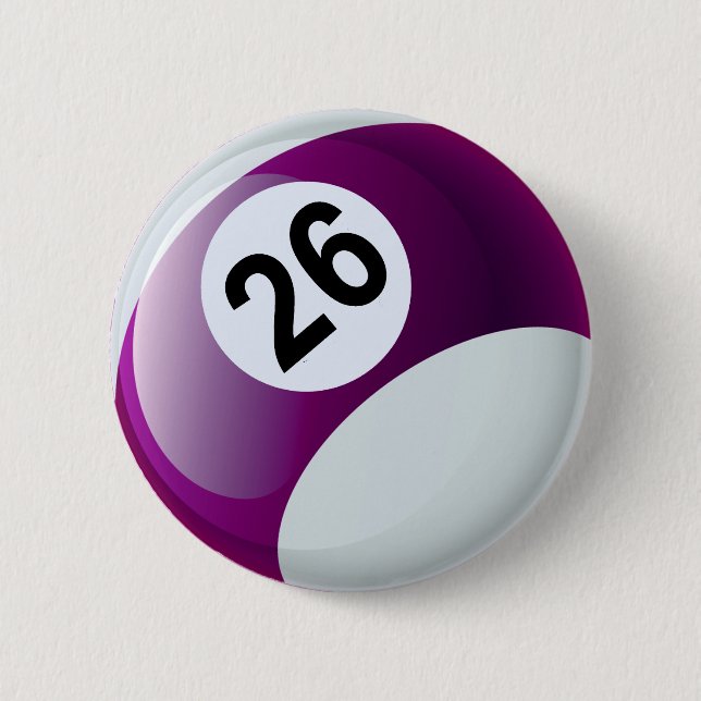 Number 26 Billiards Ball Button (Front)