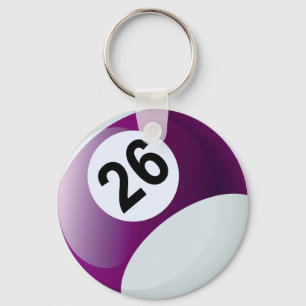 Number 26 Billiards Ball Keychain