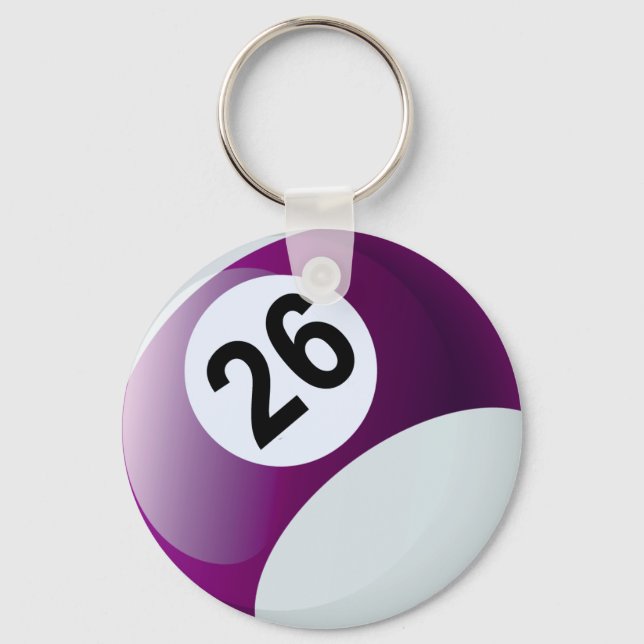 Number 26 Billiards Ball Keychain (Front)