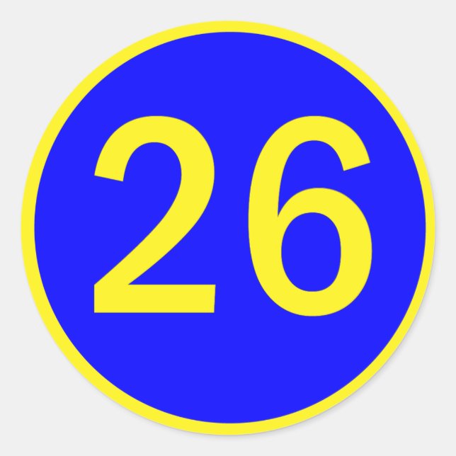 number 26 in a circle classic round sticker (Front)
