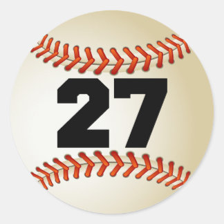 Number 27 Baseball Classic Round Sticker