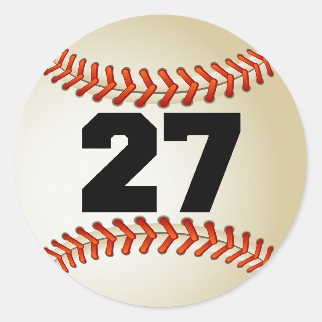 Number 27 Baseball Classic Round Sticker (Front)