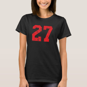 Number #27 Sports Jersey Red Distressed Vintage Lu T-Shirt