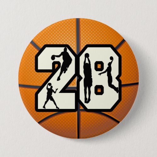 Number 28 Basketball Pinback Button