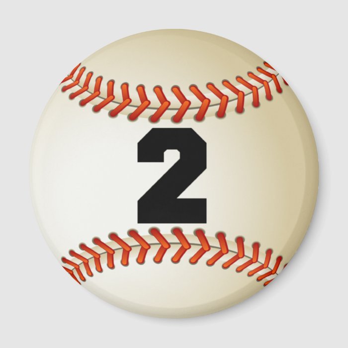 Number 2 Baseball Refrigerator Magnets