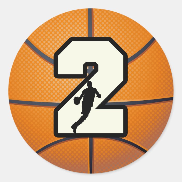 Number 2 Basketball and Player Classic Round Sticker