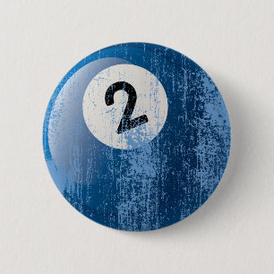 NUMBER 2 BILLIARDS BALL - ERODED AND AGED STYLE PINBACK BUTTON