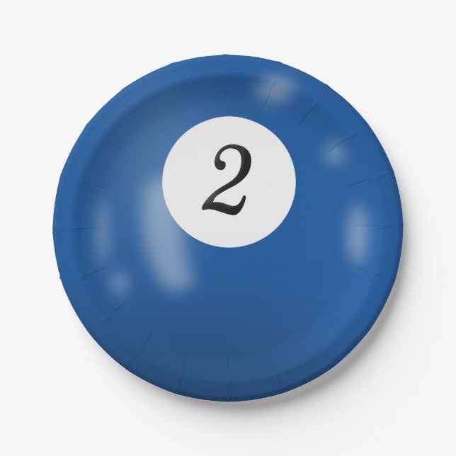 Number 2 billiards ball paper plates (Front)