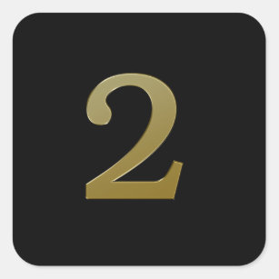 Number 2 gold square sticker