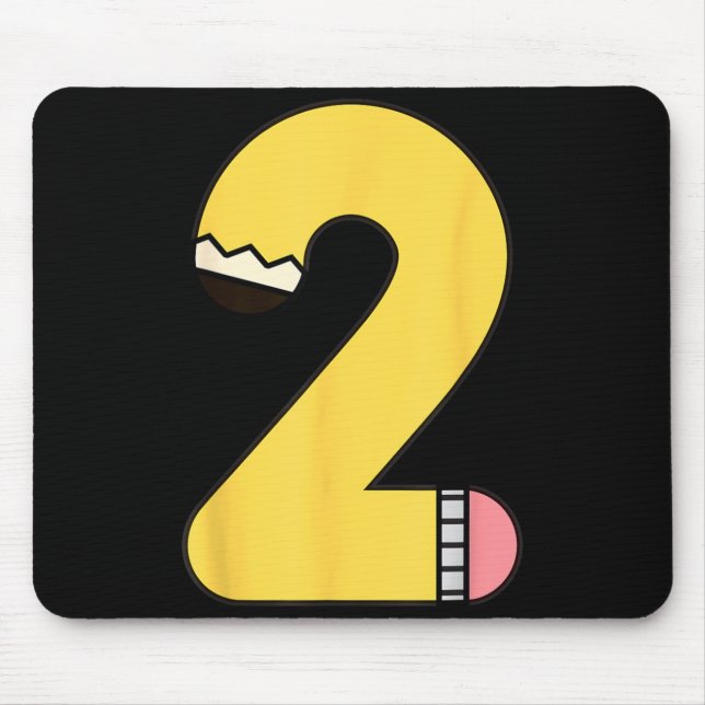 Number 2 Pencil Back to School 2nd Birthday Second Mouse Pad (Front)
