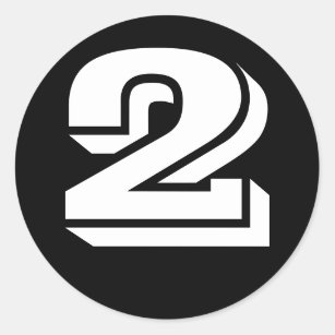 Number 2 Two Vineta Numbers by Janz Black Classic Round Sticker