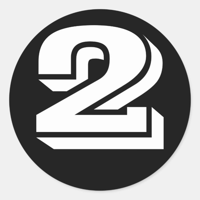 Number 2 Two Vineta Numbers by Janz Black Classic Round Sticker (Front)