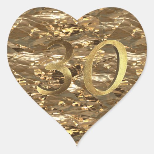 Number 30 30th Wedding Anniversary Elegant Gold Heart Sticker