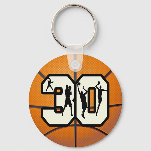 Number 30 Basketball Keychain (Front)