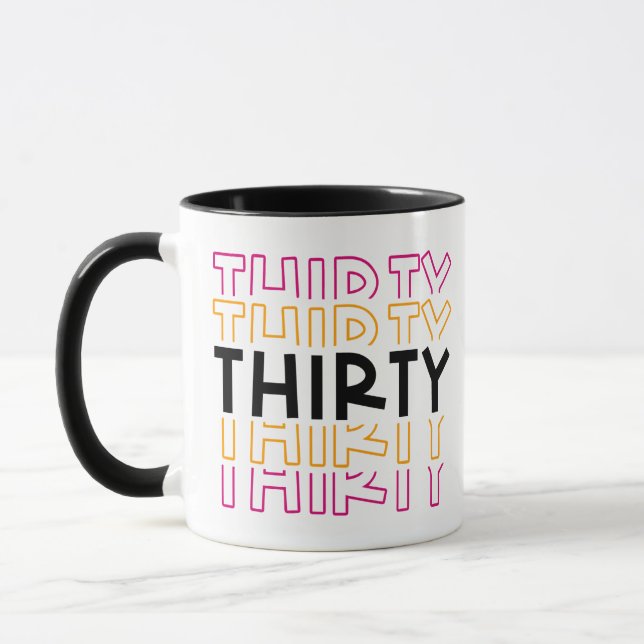 Number 30 big thirty birthday Anniversary Coffee Mug (Left)