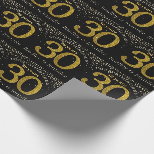 Number 30 Glitter Gold Anniversary Wrapping Paper | Zazzle.com