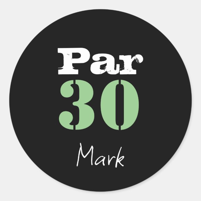 Number 30 par golf course for 30th birthday golfer classic round sticker (Front)