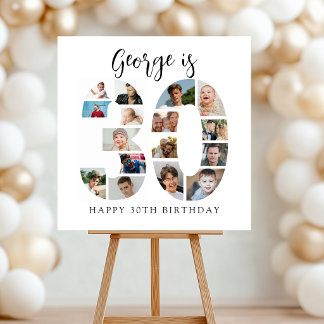 Number 30 Photo Co|lage 30th Birthday Party Foam Board