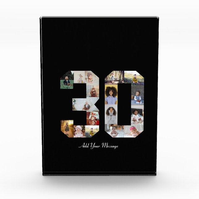Number 30 Photo Collage Acrylic Award (Front)