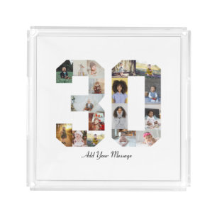 Number 30 Photo Collage Acrylic Tray