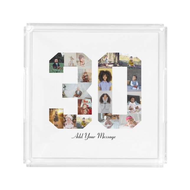 Number 30 Photo Collage Acrylic Tray (Front)