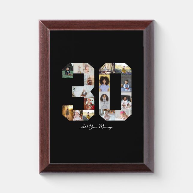 Number 30 Photo Collage Award Plaque (Vertical)