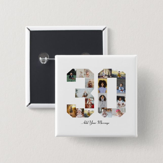 Number 30 Photo Collage Button (Front & Back)