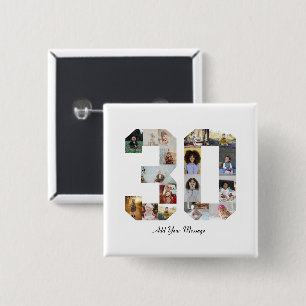 Number 30 Photo Collage Button