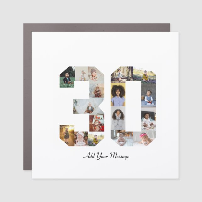 Number 30 Photo Collage Car Magnet (Front)