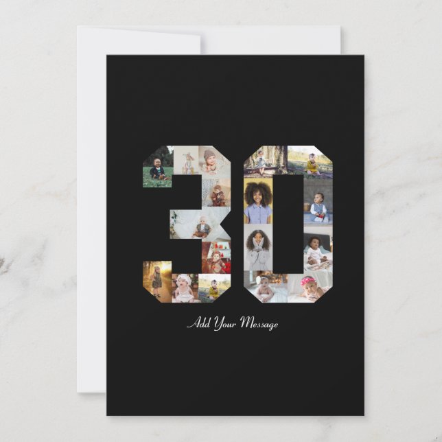Number 30 Photo Collage Card (Front)