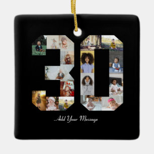 Number 30 Photo Collage Ceramic Ornament