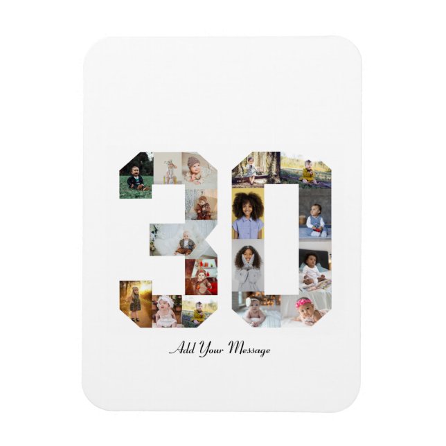 Number 30 Photo Collage Magnet (Vertical)