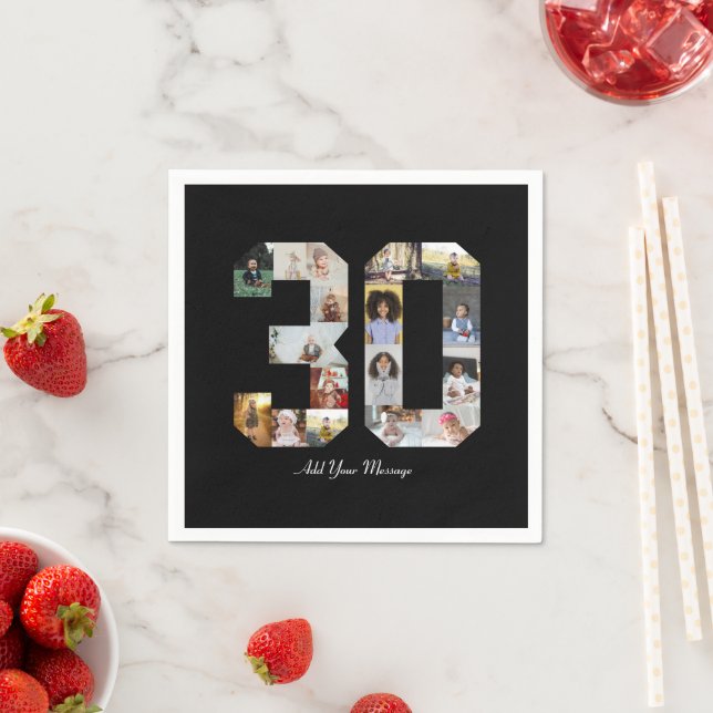 Number 30 Photo Collage Napkins (Insitu)