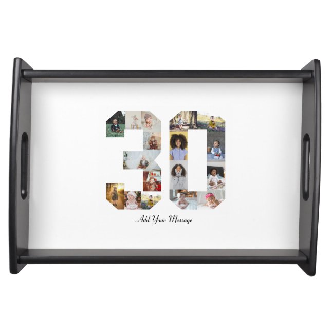 Number 30 Photo Collage Serving Tray (Front)