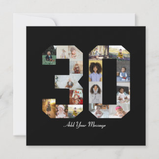 Number 30 Photo Collage Thank You Card