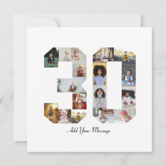 Number 30 Photo Collage Thank You Card