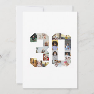 Number 30 Photo Collage Thank You Card