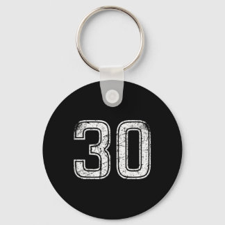 Number #30 Sport White Vintage Number Keychain