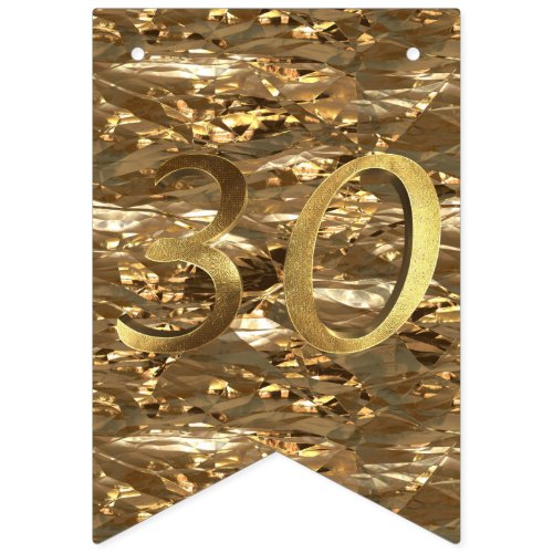 Number 30 Wedding 30th Birthday Anniversary Gold Bunting Flags