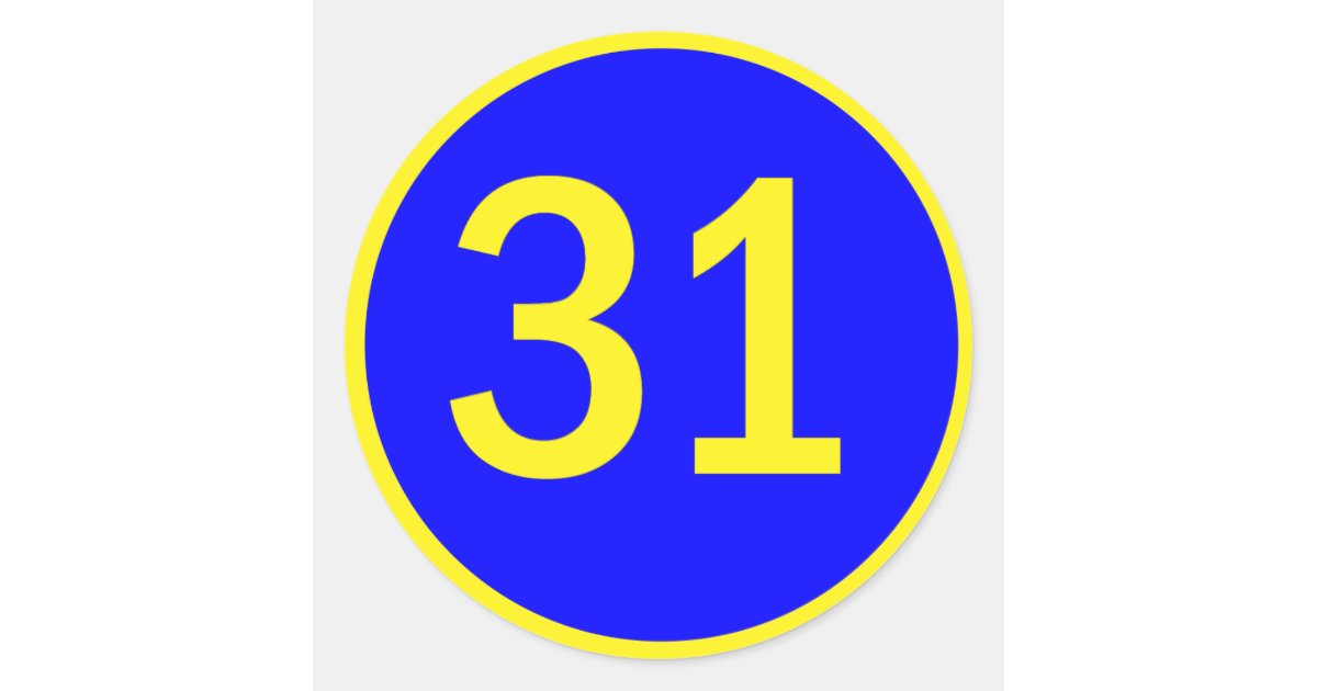 number 31 in a circle classic round sticker | Zazzle