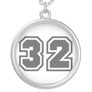Number 32 silver plated necklace