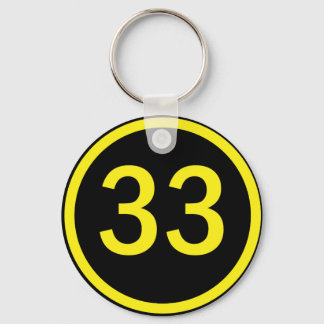 number 33 in a circle keychain