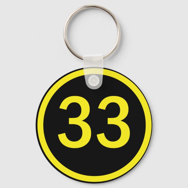 number 33 in a circle keychain (Front)